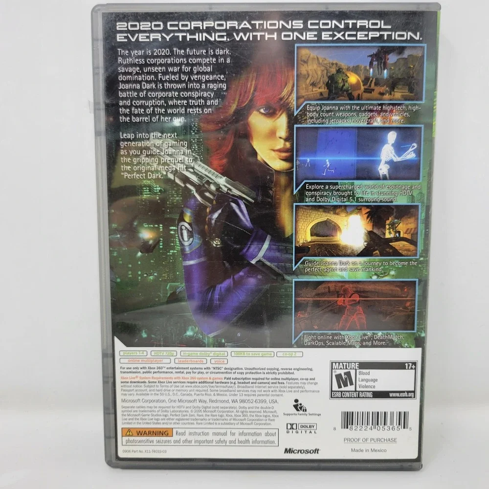 Perfect Dark Zero Xbox 360 Platinum Hits Microsoft Rare FPS Video Game NTSC